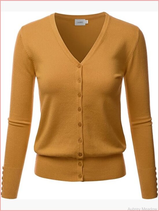 Sweaters - V-Neck Long Sleeve Button Down Sweater Cardigan Soft Knit